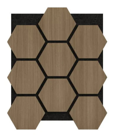 akoestisch-paneel-hout-hexagon-walnoot-met-zwart-vilt