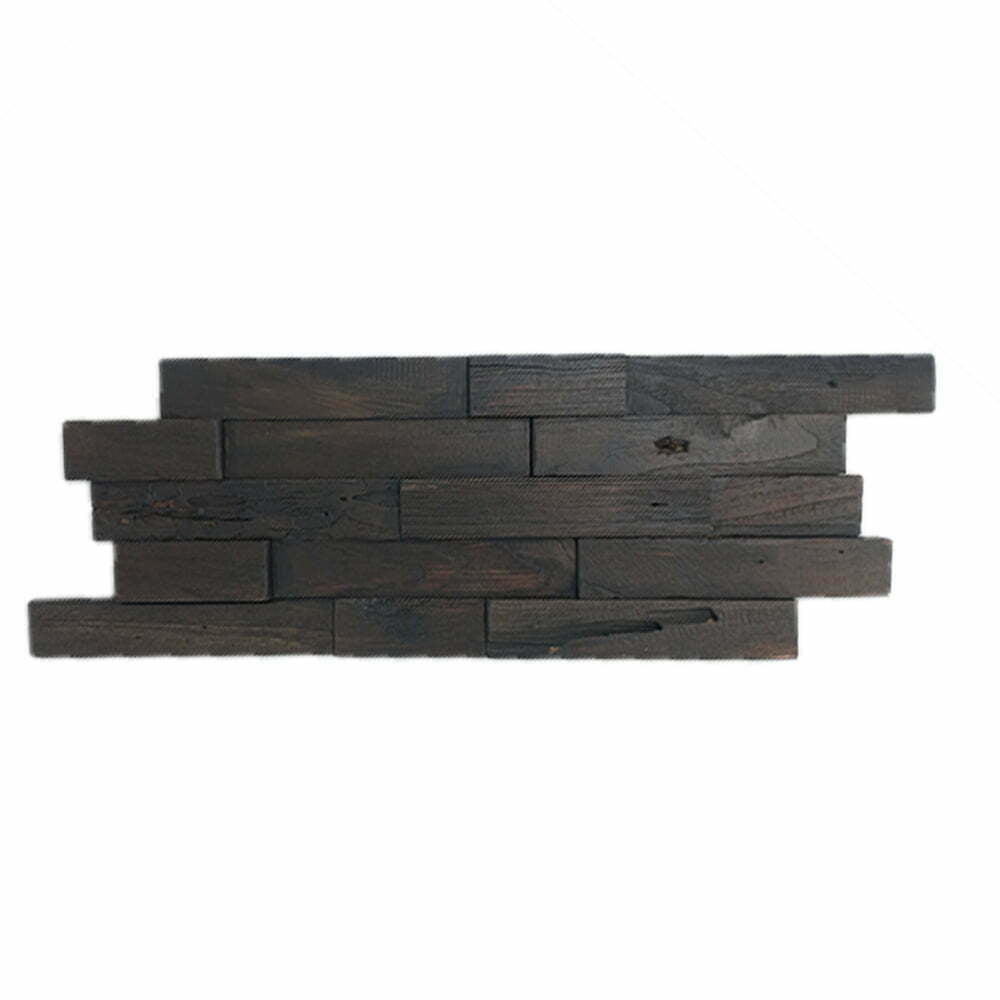(11) Houtstrip Teakhout Interlock Buru burnt zwart-bruin 20x50x2 €9,99