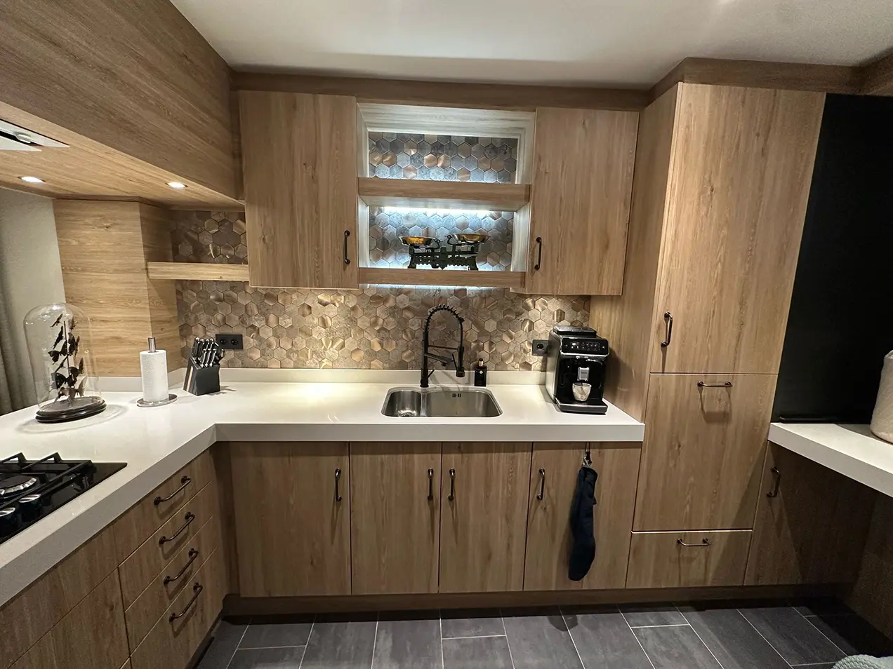 Zelfklevende Mozaïek Steenstrip Hexagon Beige Taupe Large