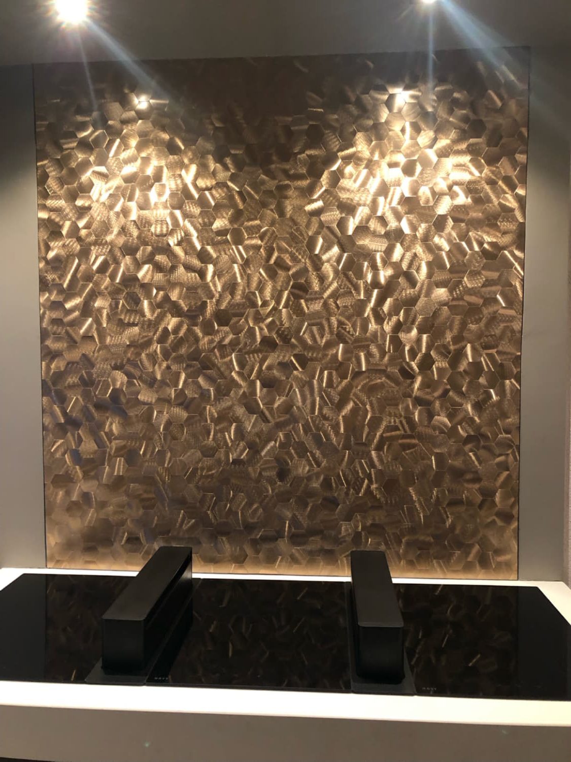 Zelfklevende Mozaïek Steenstrip Hexagon Geborsteld Brons