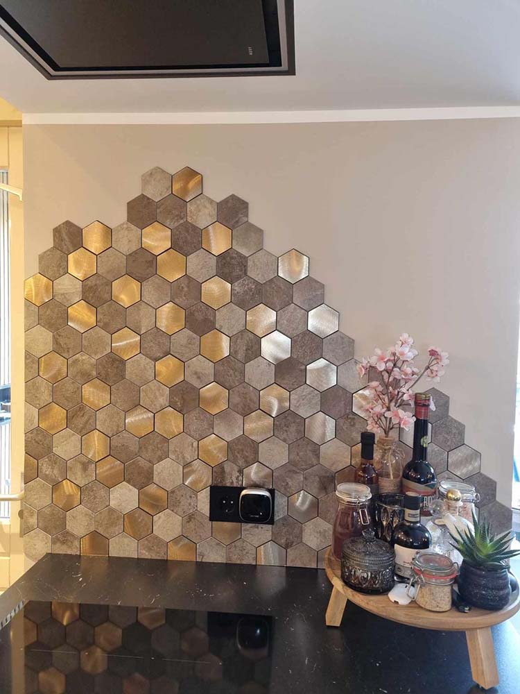 Zelfklevende Mozaïek Steenstrip Hexagon Medium Beige Taupe