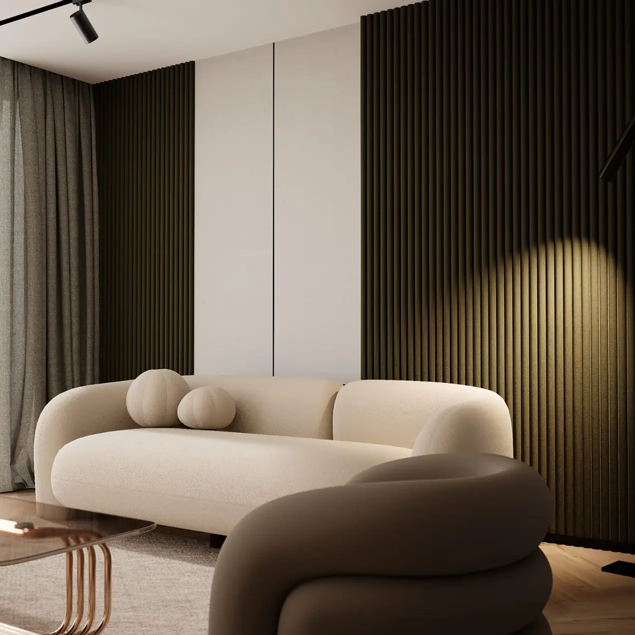 Akoestisch Paneel Suede Taupe met groen