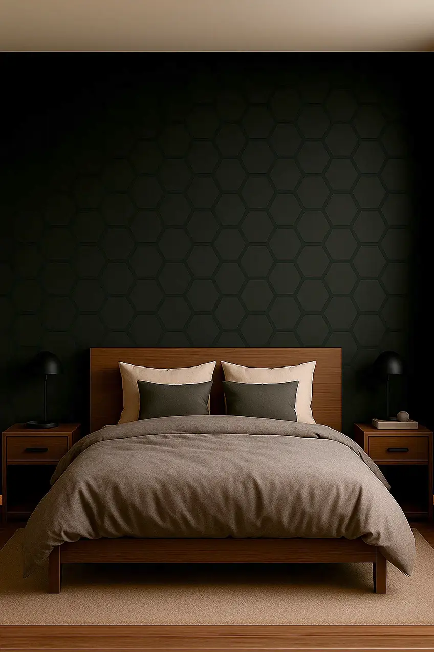 Akoestisch Paneel Hout Hexagon Zwart Eiken