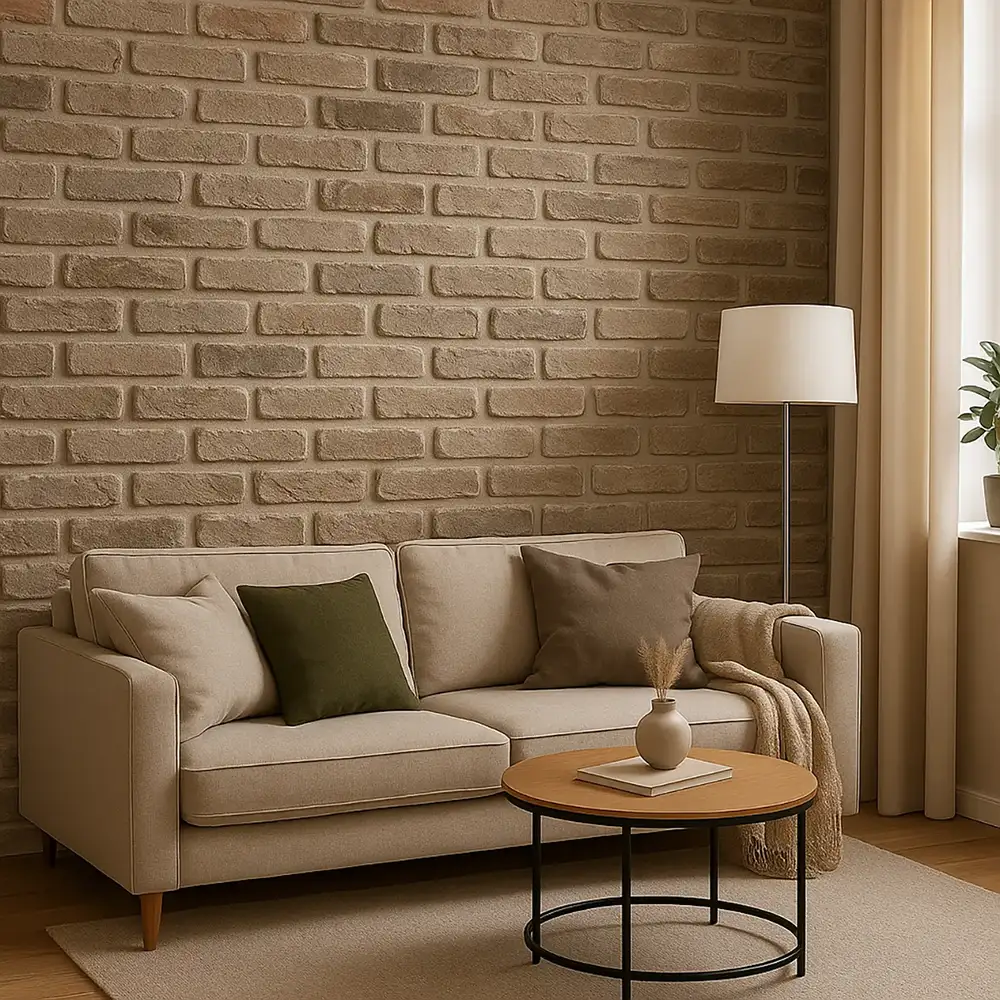 Baksteenstrip 3D Wandpaneel Naadloos XL PU Barok Japanese Crème Taupe