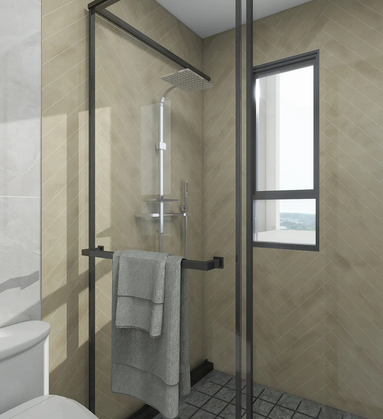 SPC Plaat Wandpaneel Visgraat Beige