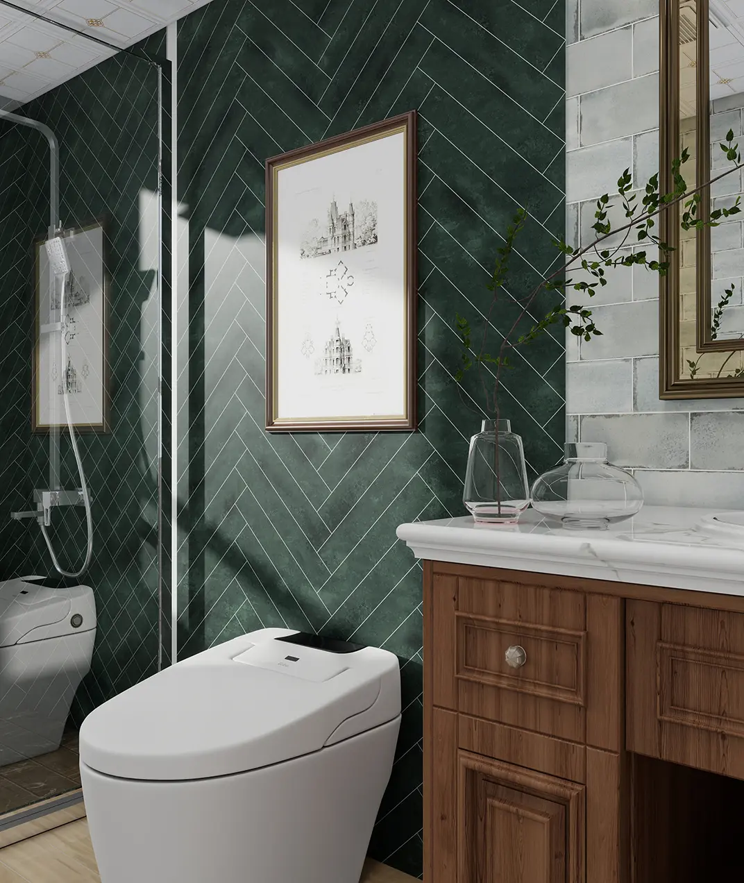 SPC Plaat Wandpaneel Visgraat Groen