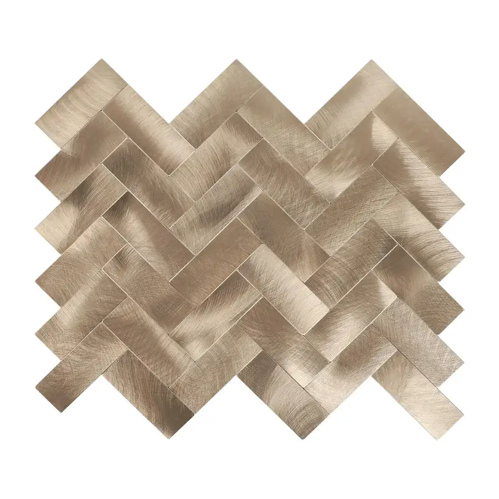 Zelfklevende Mozaïek Steenstrip Visgraat Geborsteld Brons